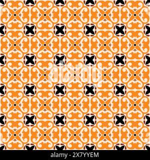 Italian tile pattern vector seamless with vintage ornaments. Tiled texture for ceramic kitchen wall or bathroom mosaic floor. Stock Vector