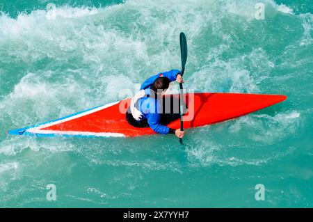 Whitewater Kayaker in River Stock Photo