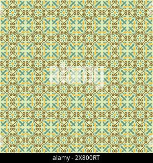 Italian tile pattern vector seamless with vintage ornaments. Portuguese azulejos, mexican talavera, italy sicily majolica motifs. Tiled texture for ce Stock Vector