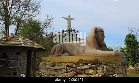 Highest Czech Statue of Jesus Christ inspired by the statue of Christ in Rio de Janeiro in Uzice, Czech Republic, April 13, 2024. (CTK Photo/Milos Rum Stock Photo