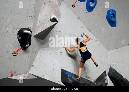 Die Finals 2023 Bouldern Damen Deutsche Meisterschaft Bouldern am 09.07.2023  im Landschaftspark Duisburg-Nord  in Duisburg Leonie LOCHNER Foto : Norbert Schmidt, Düsseldorf Stock Photo