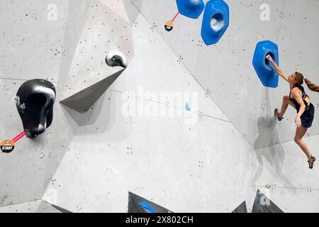 Die Finals 2023 Bouldern Damen Deutsche Meisterschaft Bouldern am 09.07.2023  im Landschaftspark Duisburg-Nord  in Duisburg Sandra HOPPENSITZ Foto : Norbert Schmidt, Düsseldorf Stock Photo