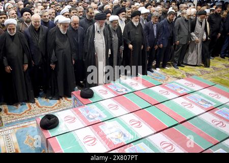 Tehran, Iran. 22nd May, 2024. Iran's Supreme Leader Ali Hosseini Khamenei leads a funeral prayer for late Iranian President Ebrahim Raisi and other officials, died in a helicopter crash, in Tehran, Iran on May 22, 2024. Photo by ParsPix/ABACAPRESS.COM Credit: Abaca Press/Alamy Live News Stock Photo