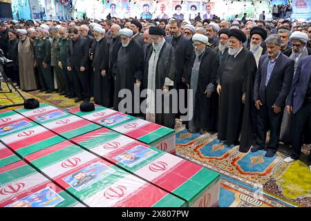 Tehran, Iran. 22nd May, 2024. Iran's Supreme Leader Ali Hosseini Khamenei leads a funeral prayer for late Iranian President Ebrahim Raisi and other officials, died in a helicopter crash, in Tehran, Iran on May 22, 2024. Photo by ParsPix/ABACAPRESS.COM Credit: Abaca Press/Alamy Live News Stock Photo