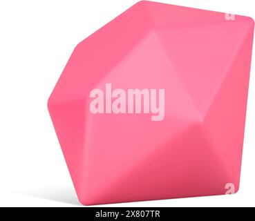 Red diamond icon 3d isometric vector illustration. Glossy gem jewellery perfect luxury diamond isolated on white. Sparkle treasure crystal gemstone. E Stock Vector