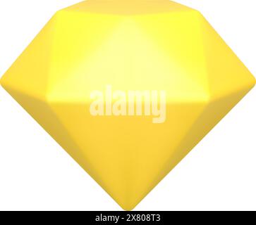 Yellow diamond icon 3d isometric vector illustration. Glossy gem jewellery perfect luxury diamond isolated on white. Sparkle treasure crystal gemstone Stock Vector