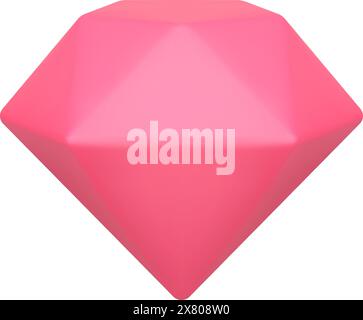 Bright pink gem carat premium quality 3d icon isometric vector illustration. Perfection rich royal shiny treasure for marriage offer ring or gift isol Stock Vector