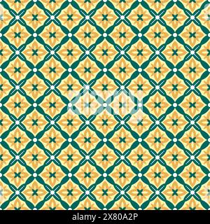 Illustration flower of tiles textured pattern. ornament vector background Stock Vector