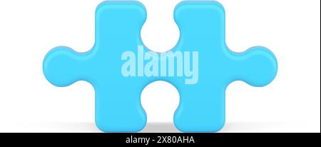 Blue puzzle 3d icon. Volumetric element diagram with creative solution. Plate game for development of intelligent solutions. Part jigsaw of idea and t Stock Vector