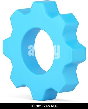 Realistic gear 3d icon. Cogwheel industry and machinery. Optimizing workflow with increase in labor productivity. Maximum team output with development Stock Vector