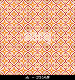 Illustration flower of tiles textured pattern, floral background Stock Vector