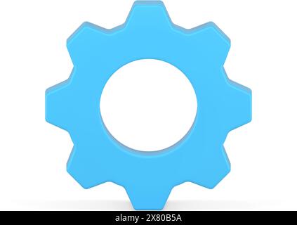Blue 3d gear. Business optimization and development of new project. Industrial engineering symbol with technological machine work. Teamwork progress. Stock Vector