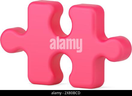 Creative part puzzle 3d icon. Red logical element for solving problem. Piece game for development of intelligent solutions. Colorful jigsaw of idea an Stock Vector