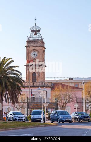 Toulon, France - March 24 2019: The Clock tower (French: Tour de l'horloge) is located at the main entrance of the Arsenal. Stock Photo