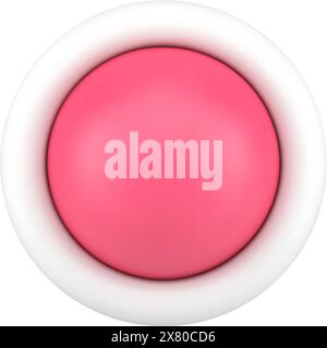 Red button 3d icon. Glossy round switch for settings. Symbol alarm activation and backup power supply. Emergency shutdown of all systems. System quick Stock Vector