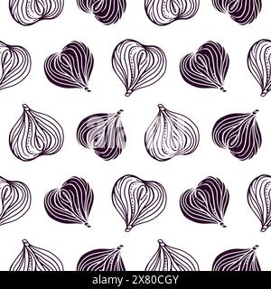 Figs seamless pattern. Fruit. Vector illustration in graphic style. For cards, invitations, food and cosmetic packaging, covers, fabric, textiles, wal Stock Vector