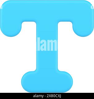 Letter T 3d icon. Blue typographic text symbol. Web element for creative logo and information. Text editor and format font style sign. Minimalistic fo Stock Vector
