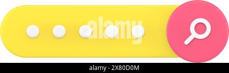 Internet search bar 3d icon. Yellow oblong stripe for navigation in web space. Modern search icon used in web design. Convenient user interface of app Stock Vector