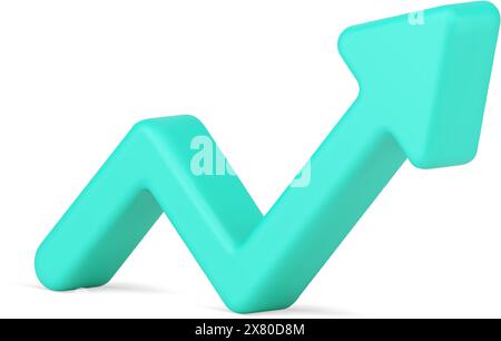 Arrow growth graph with shadow 3d icon. Indicator of financial success of business and its growth. The ups and downs of stock market. Corporate market Stock Vector