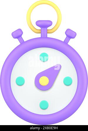 Purple stopwatch for checking fast time measurement. realistic icon ...