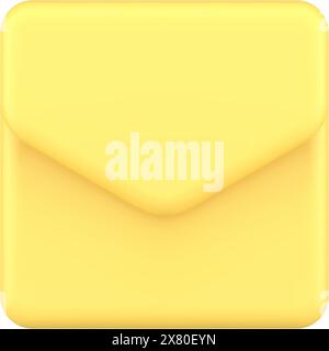 Yellow glossy envelope new message internet notification realistic 3d icon vector illustration. Incoming newsletter email alert post correspondence el Stock Vector
