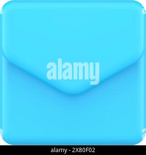 Newsletter incoming message glossy blue envelope front view realistic 3d icon vector illustration. New email internet inbox correspondence notificatio Stock Vector