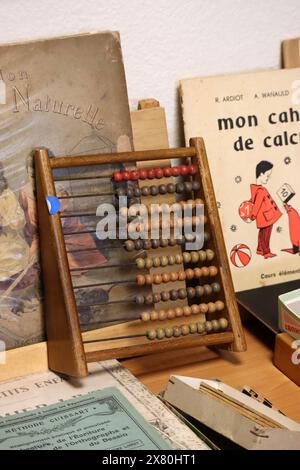 Antibes, France - November 12, 2022: Vintage school abacus, to teach kids to count Stock Photo