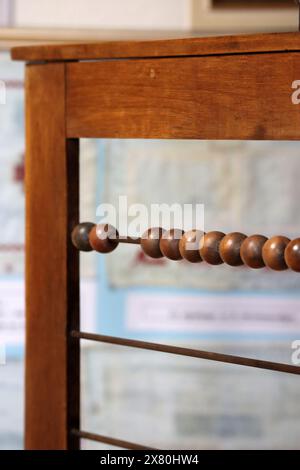 Old vintage wooden abacus, close-up Stock Photo