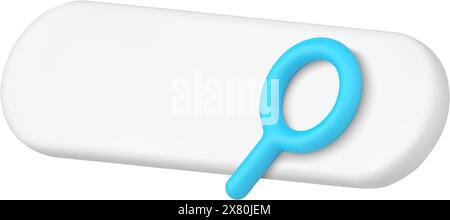 Internet searching digital field website browsing information with magnifying glass diagonal 3d icon vector illustration. Online web data finding stri Stock Vector