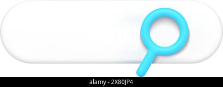 Minimalist searching bar internet website navigational string blue magnifier front view realistic 3d icon vector illustration. Browsing cyberspace tex Stock Vector