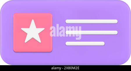 Smartphone badge star application user interface menu navigation web technology realistic 3d icon vector illustration. Mobile phone business communica Stock Vector