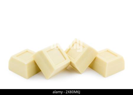 White chocolate blocks on white background. Stock Photo