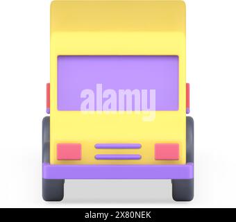 Yellow glossy minivan hood and windshield family summer touristic automobile front view realistic 3d icon vector illustration. Courier delivery servic Stock Vector