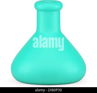 Medical component laboratory sterilization green beaker chemistry tube 3d icon vector illustration. Chemistry biology discovery pharmacy medicine flas Stock Vector