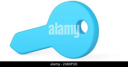 Electronic account key open user interface application personal data safety control blue 3d icon vector illustration. Profile protect login password u Stock Vector