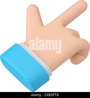 Businessman blue suit pointer index finger tap press button cyberspace cursor isometric 3d icon realistic vector illustration. Forefinger swipe touch Stock Vector