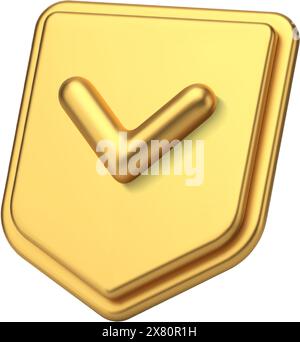 Protective golden shield verification checkmark premium safety access ...