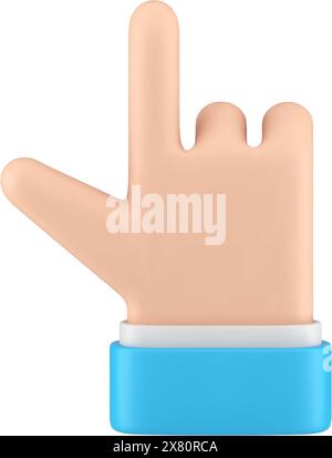 Businessman hand forefinger pointer advertising touch screen swipe gesture 3d icon vector illustration. Business male arm index finger choose directio Stock Vector