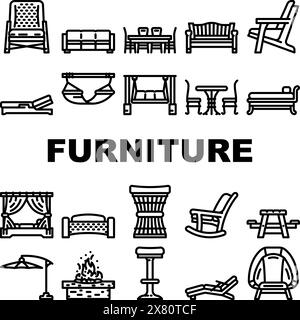 Outdoor furniture top view icons vector set Stock Vector Image & Art ...