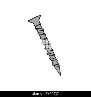 Vector hand drawn doodle sketch colored screw isolated on white background Stock Vector