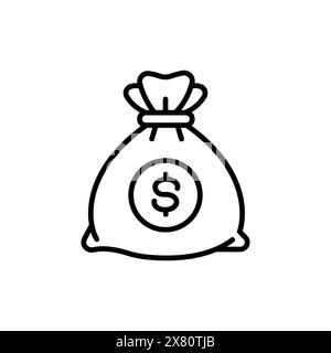 Money bag line icon. High quality black outline logo. Vector. Stock Vector