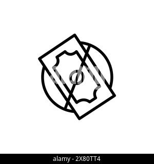 No Money Sign Line Icon. Financial Exchange Ban icon in outline style. Stock Vector