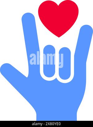 Hand with heart icon or Valentines day symbol, holiday sign designed for celebration, vector trendy modern style. Stock Vector