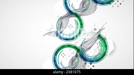 Wireframe concept. Abstract technology  futuristic vector background. Hand drawn art. Stock Vector