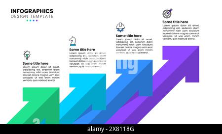 Infographic template with icons and 4 options or steps. Arrows. Can be used for workflow layout, diagram, banner, webdesign. Vector illustration Stock Vector