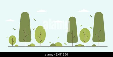 Garden green bush Vector set of vegetation bushes. Cartoon icon for decorate landscape park, backyard, forest. Spring or summer plant, trees, shrub fl Stock Vector