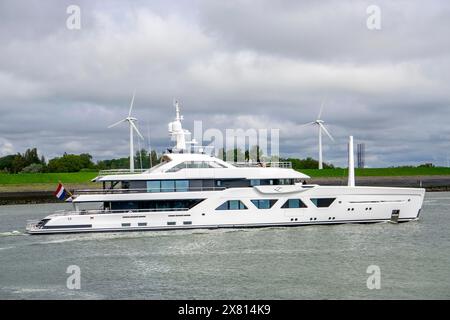 60 meter luxury yacht Solaia, the 6th ship of the Dutch Amels shipyard, Vlissingen, from the Amels 60 series, part of the Damen shipyard group, on a s Stock Photo