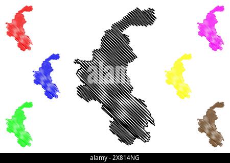 Weiz district (Republic of Austria or Österreich, Styria, Steiermark or Štajerska state) map vector illustration, scribble sketch Bezirk Weiz map Stock Vector