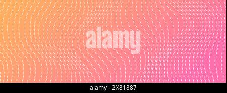 Abstract halftone wavy background, retro dot gradient, modern dynamic backdrop with pink and orange gradient. Stock Vector
