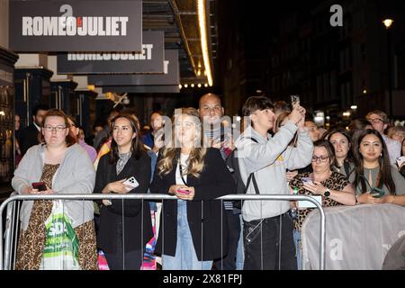 Tom Holland mania, outside the Duke of York Theatre's Romeo and Juliet in London's West End as Spiderman actor only pauses briefly for photographs, UK Stock Photo